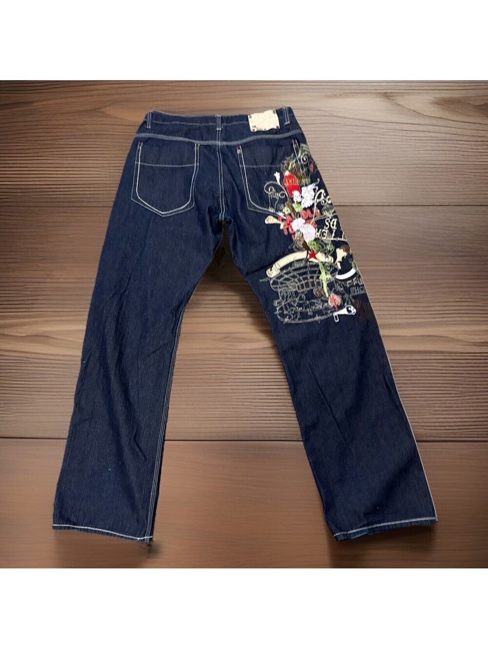 Rare Vintage Y2K Artful Dodger Baggy Embroidered Denim Jeans 38 ( 36 X 32 ) Men
